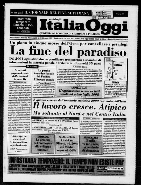 Italia oggi : quotidiano di economia finanza e politica